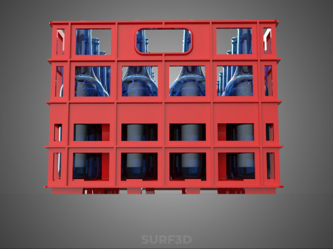 BOUTEILLE EN VERRE ROUGE CAISSE EN PLASTIQUE BOÎTE CONTENEUR RANGEMENT RACK PLATEAU Modèle 3D