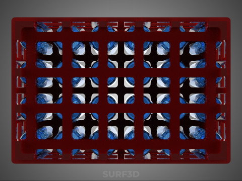 BOUTEILLE EN VERRE ROUGE CAISSE EN PLASTIQUE BOÎTE CONTENEUR RANGEMENT RACK PLATEAU Modèle 3D