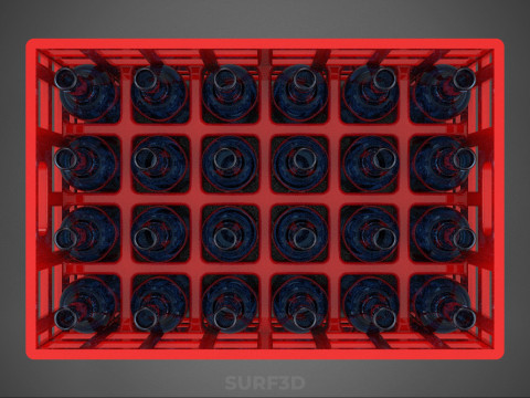 BOUTEILLE EN VERRE ROUGE CAISSE EN PLASTIQUE BOÎTE CONTENEUR RANGEMENT RACK PLATEAU Modèle 3D