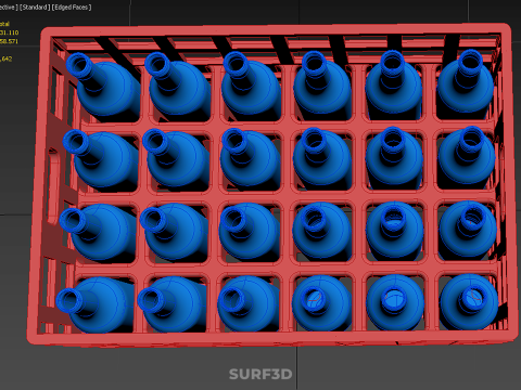 BOUTEILLE EN VERRE ROUGE CAISSE EN PLASTIQUE BOÎTE CONTENEUR RANGEMENT RACK PLATEAU Modèle 3D