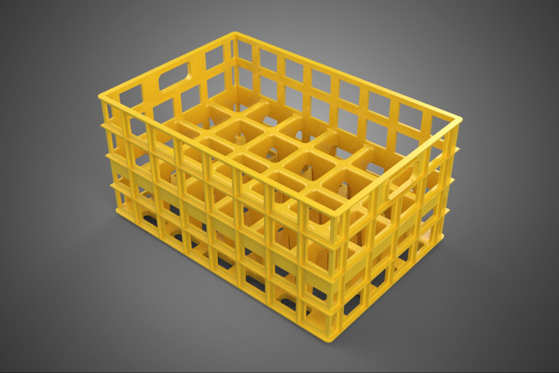 ŻÓŁTY PUSTE POJEMNIK NA BUTELKI PLASTIKOWE PUDEŁKO DO PRZECHOWYWANIA Model 3D .c4d .max .obj .3ds .fbx .stl .blend 