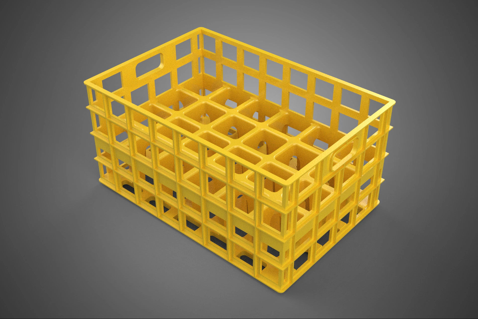 YELLOW STACKABLE EMPTY BOTTLE CARRIER PLASTIC CRATE BOX STORAGE 3D Model .c4d .max .obj .3ds .fbx .stl .blend 