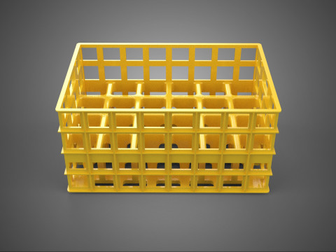 ŻÓŁTY PUSTE POJEMNIK NA BUTELKI PLASTIKOWE PUDEŁKO DO PRZECHOWYWANIA Model 3D