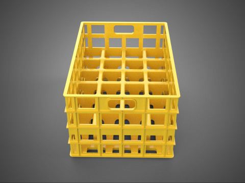 ŻÓŁTY PUSTE POJEMNIK NA BUTELKI PLASTIKOWE PUDEŁKO DO PRZECHOWYWANIA Model 3D