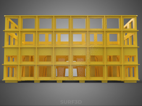 ŻÓŁTY PUSTE POJEMNIK NA BUTELKI PLASTIKOWE PUDEŁKO DO PRZECHOWYWANIA Model 3D