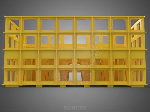 YELLOW STACKABLE EMPTY BOTTLE CARRIER PLASTIC CRATE BOX STORAGE 3D Model