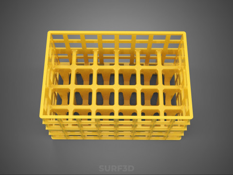 ŻÓŁTY PUSTE POJEMNIK NA BUTELKI PLASTIKOWE PUDEŁKO DO PRZECHOWYWANIA Model 3D