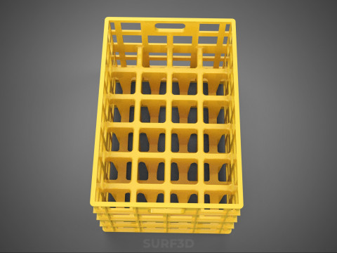 ŻÓŁTY PUSTE POJEMNIK NA BUTELKI PLASTIKOWE PUDEŁKO DO PRZECHOWYWANIA Model 3D