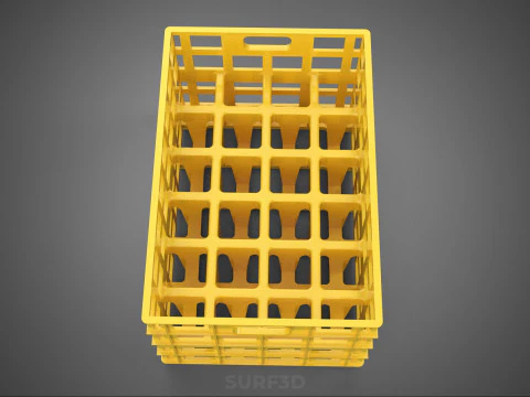 YELLOW STACKABLE EMPTY BOTTLE CARRIER PLASTIC CRATE BOX STORAGE 3D Model