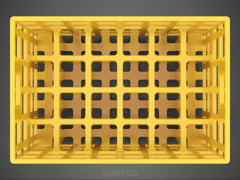 ŻÓŁTY PUSTE POJEMNIK NA BUTELKI PLASTIKOWE PUDEŁKO DO PRZECHOWYWANIA Model 3D