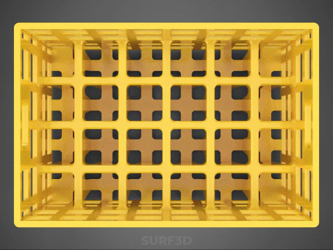 YELLOW STACKABLE EMPTY BOTTLE CARRIER PLASTIC CRATE BOX STORAGE 3D Model