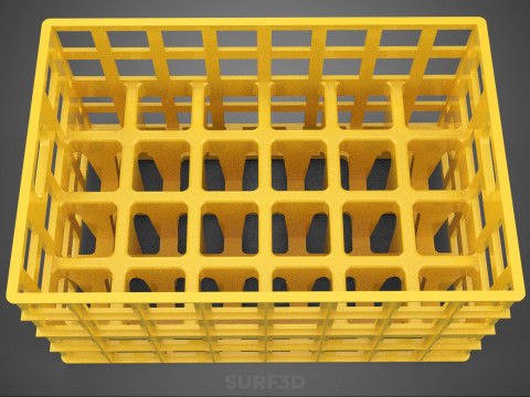 ŻÓŁTY PUSTE POJEMNIK NA BUTELKI PLASTIKOWE PUDEŁKO DO PRZECHOWYWANIA Model 3D