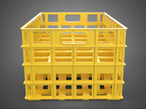 ŻÓŁTY PUSTE POJEMNIK NA BUTELKI PLASTIKOWE PUDEŁKO DO PRZECHOWYWANIA Model 3D