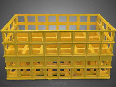 ŻÓŁTY PUSTE POJEMNIK NA BUTELKI PLASTIKOWE PUDEŁKO DO PRZECHOWYWANIA Model 3D