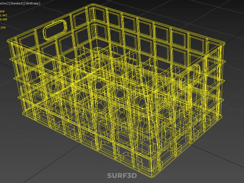 YELLOW STACKABLE EMPTY BOTTLE CARRIER PLASTIC CRATE BOX STORAGE 3D Model