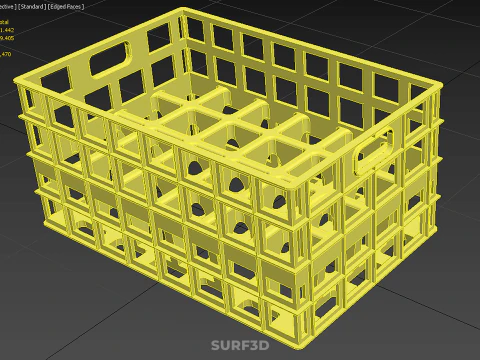 YELLOW STACKABLE EMPTY BOTTLE CARRIER PLASTIC CRATE BOX STORAGE 3D Model