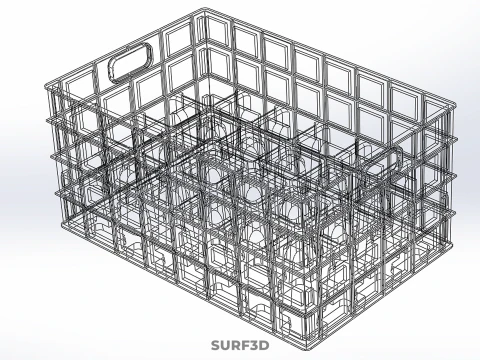 YELLOW STACKABLE EMPTY BOTTLE CARRIER PLASTIC CRATE BOX STORAGE 3D Model