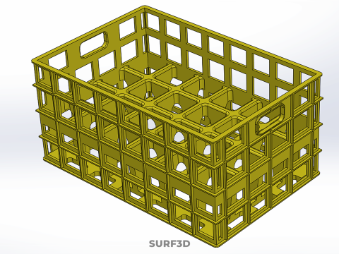 ŻÓŁTY PUSTE POJEMNIK NA BUTELKI PLASTIKOWE PUDEŁKO DO PRZECHOWYWANIA Model 3D