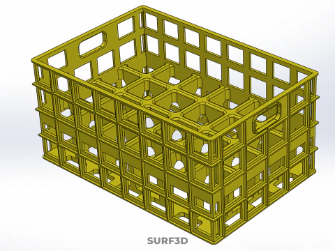 YELLOW STACKABLE EMPTY BOTTLE CARRIER PLASTIC CRATE BOX STORAGE 3D Model