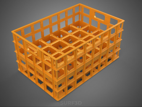 पीली बोतल सॉफ्टड्रिंक कैरियर प्लास्टिक क्रेट बॉक्स कंटेनर रैक 3D मॉडल