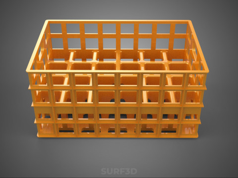 पीली बोतल सॉफ्टड्रिंक कैरियर प्लास्टिक क्रेट बॉक्स कंटेनर रैक 3D मॉडल