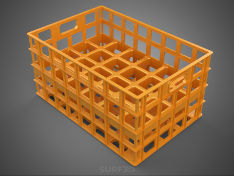 पीली बोतल सॉफ्टड्रिंक कैरियर प्लास्टिक क्रेट बॉक्स कंटेनर रैक 3D मॉडल