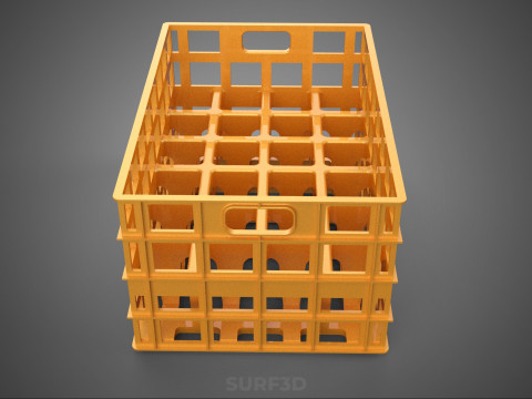 पीली बोतल सॉफ्टड्रिंक कैरियर प्लास्टिक क्रेट बॉक्स कंटेनर रैक 3D मॉडल