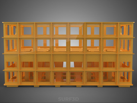 पीली बोतल सॉफ्टड्रिंक कैरियर प्लास्टिक क्रेट बॉक्स कंटेनर रैक 3D मॉडल