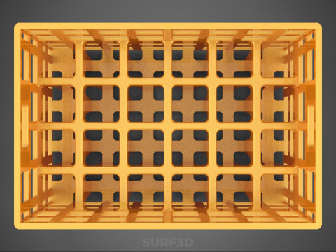 पीली बोतल सॉफ्टड्रिंक कैरियर प्लास्टिक क्रेट बॉक्स कंटेनर रैक 3D मॉडल