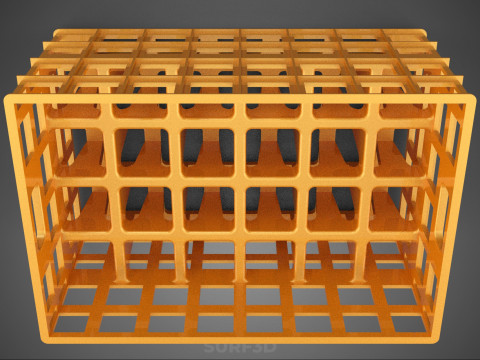 पीली बोतल सॉफ्टड्रिंक कैरियर प्लास्टिक क्रेट बॉक्स कंटेनर रैक 3D मॉडल