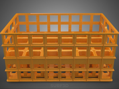 पीली बोतल सॉफ्टड्रिंक कैरियर प्लास्टिक क्रेट बॉक्स कंटेनर रैक 3D मॉडल