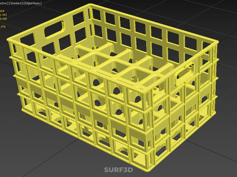 पीली बोतल सॉफ्टड्रिंक कैरियर प्लास्टिक क्रेट बॉक्स कंटेनर रैक 3D मॉडल