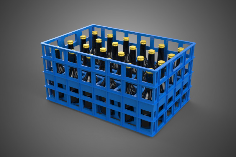 BOUTEILLE DE SAUCE BLEUE CAISSE EN PLASTIQUE BOÎTE CONTENEUR STOCKAGE RACK PLATEAU Modèle 3D .c4d .max .obj .3ds .fbx .stl .blend 