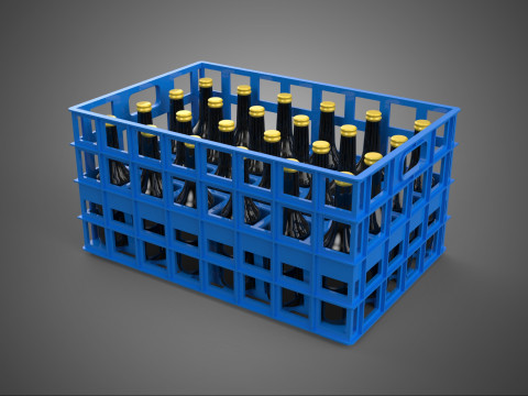 ブルーソースボトルプラスチック木箱ボックスコンテナ収納ラックトレイ 3Dモデル