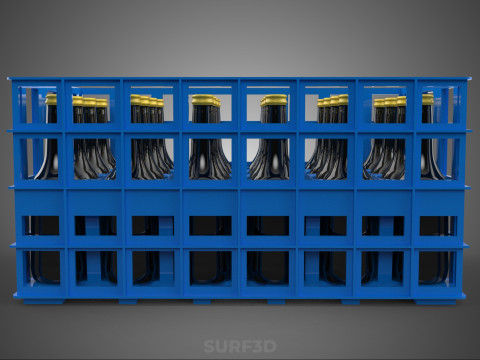 BOUTEILLE DE SAUCE BLEUE CAISSE EN PLASTIQUE BOÎTE CONTENEUR STOCKAGE RACK PLATEAU Modèle 3D