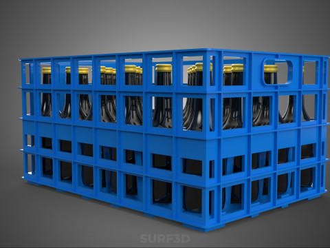 BOUTEILLE DE SAUCE BLEUE CAISSE EN PLASTIQUE BOÎTE CONTENEUR STOCKAGE RACK PLATEAU Modèle 3D