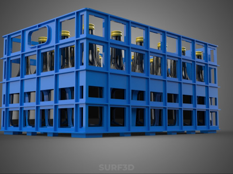 BOUTEILLE DE SAUCE BLEUE CAISSE EN PLASTIQUE BOÎTE CONTENEUR STOCKAGE RACK PLATEAU Modèle 3D