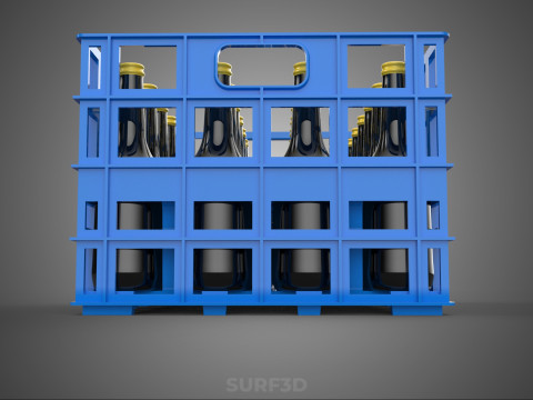 BOUTEILLE DE SAUCE BLEUE CAISSE EN PLASTIQUE BOÎTE CONTENEUR STOCKAGE RACK PLATEAU Modèle 3D