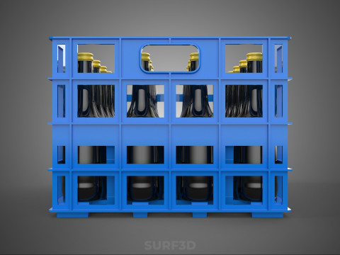 BOUTEILLE DE SAUCE BLEUE CAISSE EN PLASTIQUE BOÎTE CONTENEUR STOCKAGE RACK PLATEAU Modèle 3D