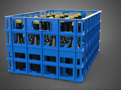 BOUTEILLE DE SAUCE BLEUE CAISSE EN PLASTIQUE BOÎTE CONTENEUR STOCKAGE RACK PLATEAU Modèle 3D