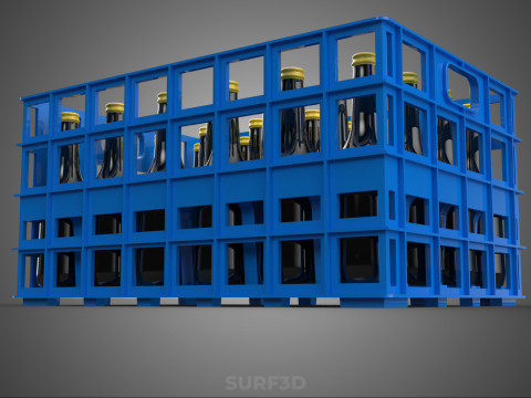 BOUTEILLE DE SAUCE BLEUE CAISSE EN PLASTIQUE BOÎTE CONTENEUR STOCKAGE RACK PLATEAU Modèle 3D