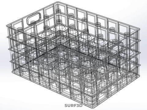 BOUTEILLE DE SAUCE BLEUE CAISSE EN PLASTIQUE BOÎTE CONTENEUR STOCKAGE RACK PLATEAU Modèle 3D