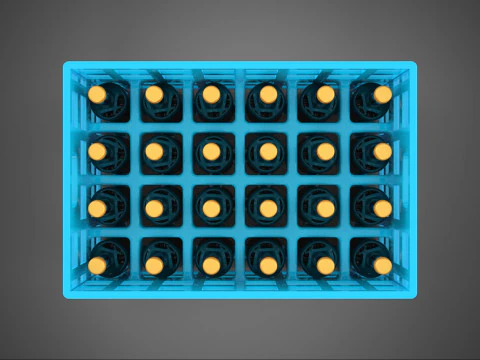 BLAUWE FLESSEN FRISDRANKDRAGER PLASTIC KRATDOOS CONTAINERREK 3D Model