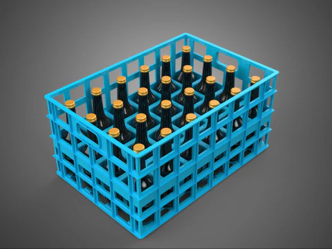 BLUE BOTTLE SOFTDRINK CARRIER PLASTIC CRATE BOX CONTAINER RACK 3D Model