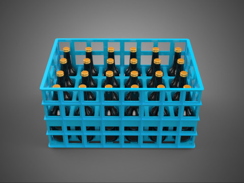 BLUE BOTTLE SOFTDRINK CARRIER PLASTIC CRATE BOX CONTAINER RACK 3D Модель
