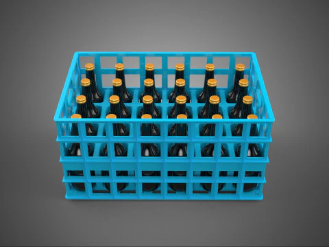 BLUE BOTTLE SOFTDRINK CARRIER PLASTIC CRATE BOX CONTAINER RACK 3D Model