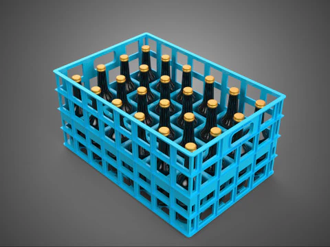 BLUE BOTTLE SOFTDRINK CARRIER PLASTIC CRATE BOX CONTAINER RACK 3D Model