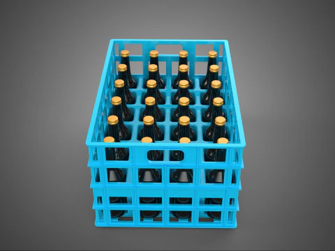 BLUE BOTTLE SOFTDRINK CARRIER PLASTIC CRATE BOX CONTAINER RACK 3D Model