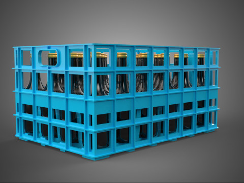 BLUE BOTTLE SOFTDRINK CARRIER PLASTIC CRATE BOX CONTAINER RACK 3D Модель