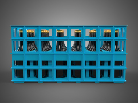 BLUE BOTTLE SOFTDRINK CARRIER PLASTIC CRATE BOX CONTAINER RACK 3D Модель